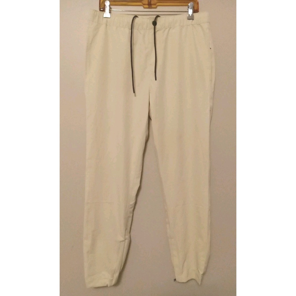 Onia Men Beige Nylon Stretch Zip Ankle Pull‎ On Drawstring Joggers Size M